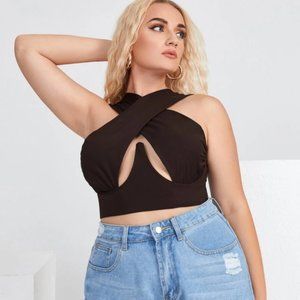 2XL Criss Cross Plus Wrap Front Crop Top NWOT